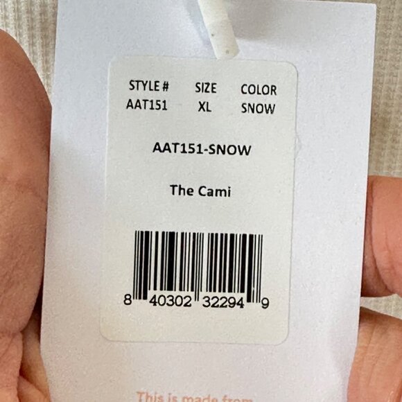 NEW Andie The Cami Ribbed Bamboo Blend Off White Cream Soft Adjustable Womens XL - Picture 6 of 8